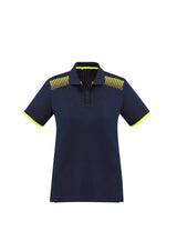 Galaxy Womens Short Sleeve Polo - Navy/Fluoro Yellow