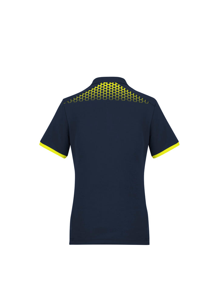 Galaxy Womens Short Sleeve Polo - Navy/Fluoro Yellow