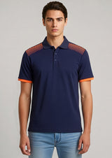 Galaxy Mens Short Sleeve Polo - Navy/Fluoro Orange
