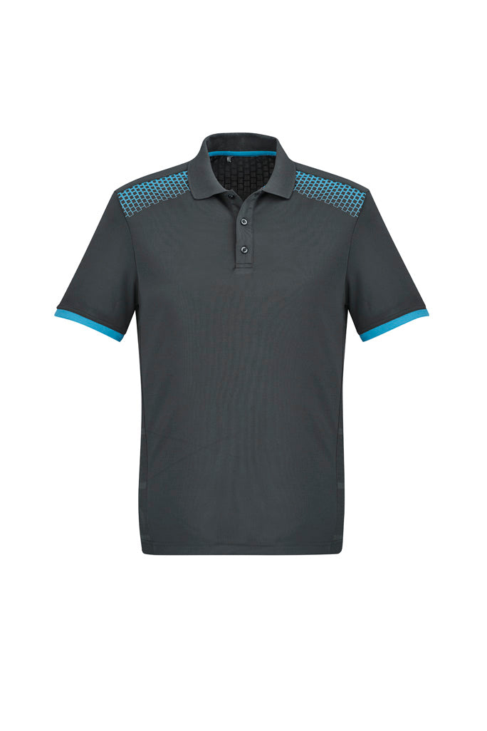 Galaxy Mens Short Sleeve Polo - Grey/Cyan