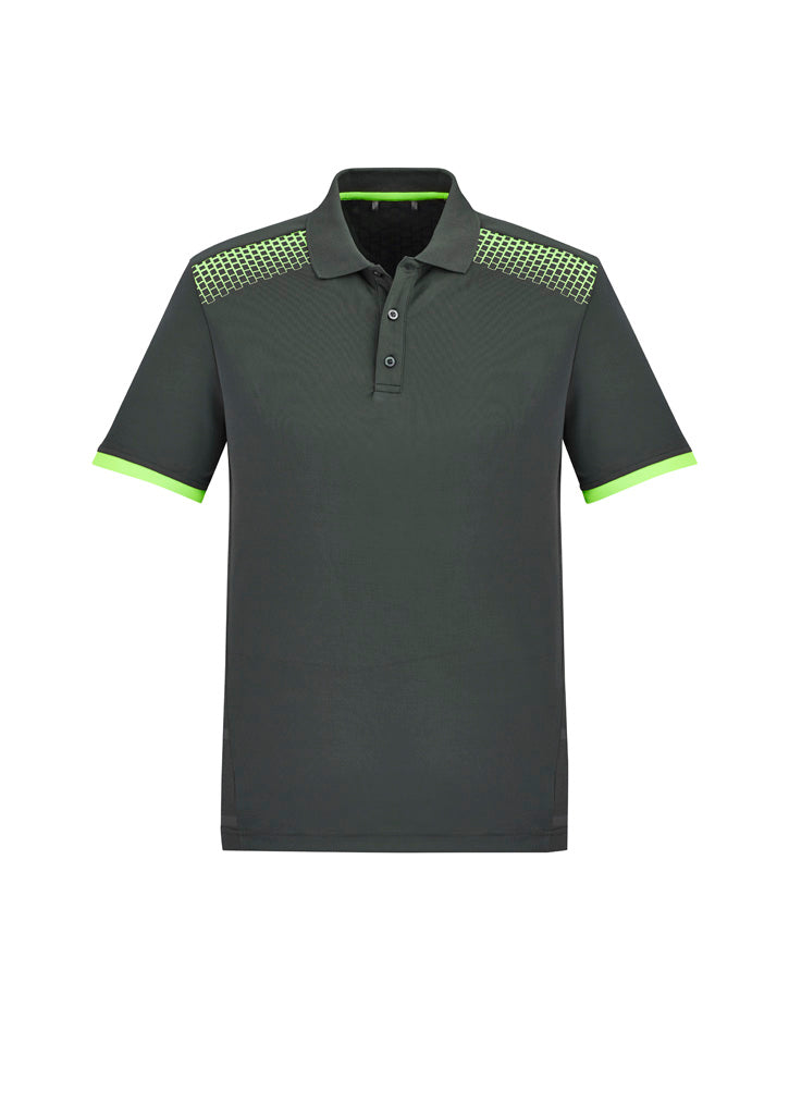Galaxy Mens Short Sleeve Polo - Grey/Fluoro Lime