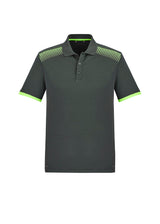 Galaxy Mens Short Sleeve Polo - Grey/Fluoro Lime