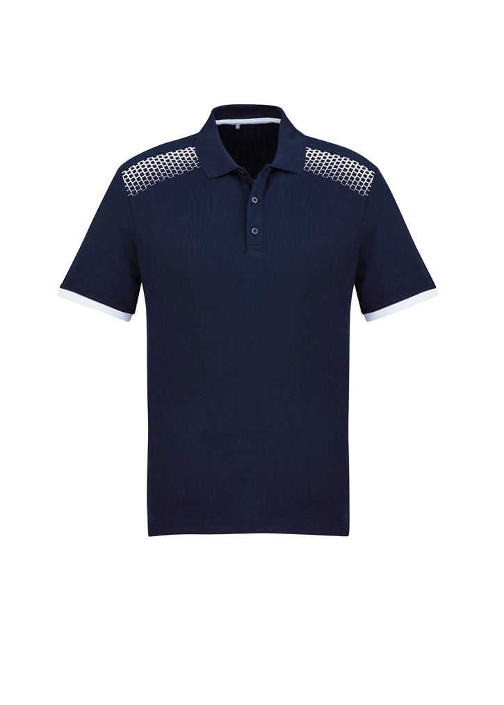 Galaxy Mens Short Sleeve Polo - Navy/White
