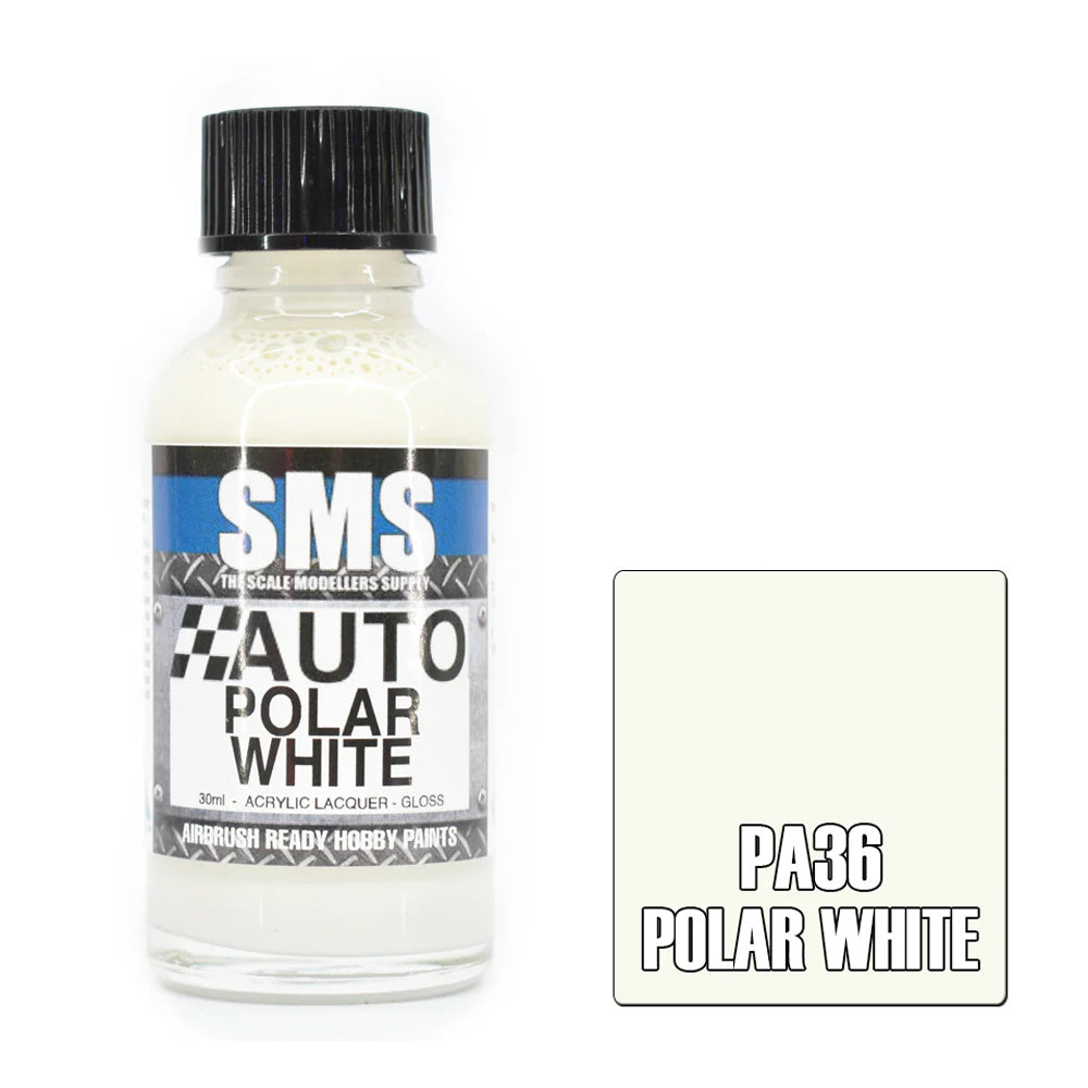AIR BRUSH PAINT 30ML POLAR WHITE ACRYLIC LACQUER SCALE MODELLERS SUPPLY