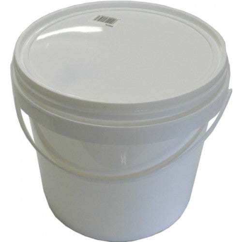 Durable 4 litre plastic bucket with lid, perfect for food storage and DIY, featuring a secure handle and tamper-evident design.