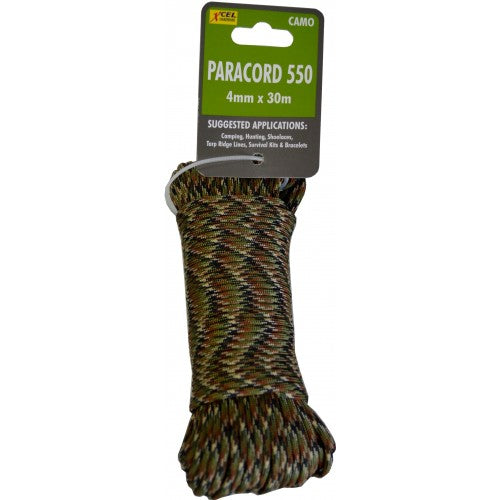 Paracord 550 4mm X 30m Camoflage   Xcel Hank