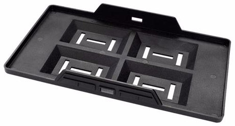 Durable plastic battery tray by Projecta, suitable for N70Z batteries, featuring recessed slots and corrosion resistance.