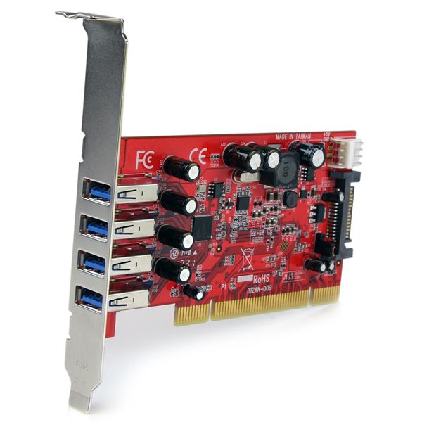 4 Port PCI SuperSpeed USB 3.0 Adapter Card with SATA / SP4 Power