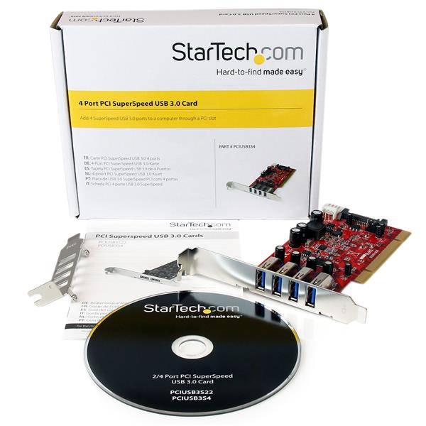 4 Port PCI SuperSpeed USB 3.0 Adapter Card with SATA / SP4 Power
