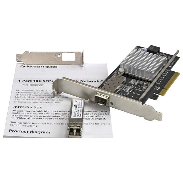 1-Port 10G SFP+ Fiber Optic Network Card - PCIe - Intel Chip - MM