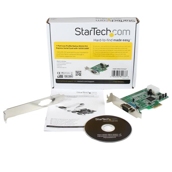 1 Port PCI Express Serial Card with low profile design, 16550 UART, ideal for RS232 connections and legacy device compatibility.