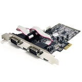 4-Port PCI Express RS232 Serial Adapter Card with 16550 UART, featuring efficient design and low-profile installation brackets.