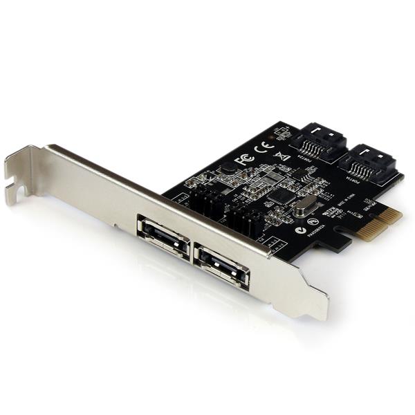 2x eSATA + 2x SATA III PCI Express controller card for enhanced storage with up to 6Gbps transfer speeds and versatile configuration.