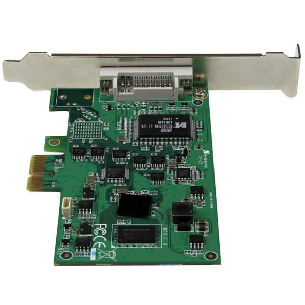 High-definition PCIe capture card supporting HDMI, VGA, DVI, and component inputs for 1080P video recording.