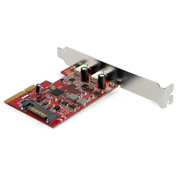 PCIe USB 3.1 card with 2x USB Type-C ports, 10Gbps speeds, backward compatible, and easy installation for enhanced connectivity.