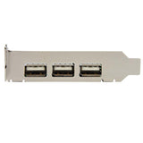 4 Port PCI Express Low Profile USB Card with 3 external and 1 internal USB 2.0 ports for high-speed connectivity.