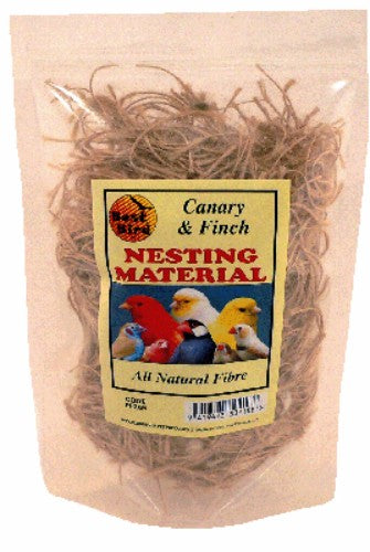 Natural fiber nesting material for canaries and finches, weighing 50g, promotes healthy nesting environments.