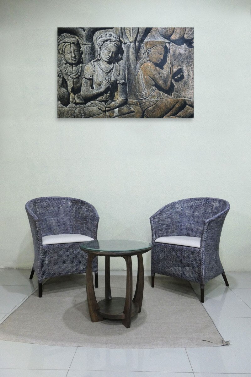 KUTA ARMCHAIR - BLACK/GREY WASH & OATMEAL