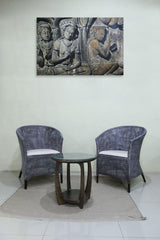 KUTA ARMCHAIR - BLACK/GREY WASH & OATMEAL