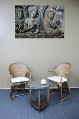 JIMBARAN ARMCHAIR - ANTIQUE BROW/BLACK WASH & OATMEAL