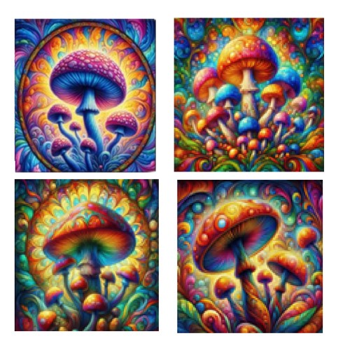 Mushrooms Ceramic Coaster Set 4