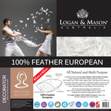 Luxurious 65cm Euro Pillow by Logan and Mason, filled with 100% duck feathers and encased in a premium cotton cover.