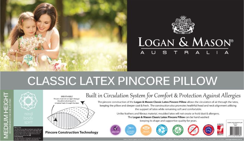 Classic Latex Pincore Pillow (White) by Logan & Mason