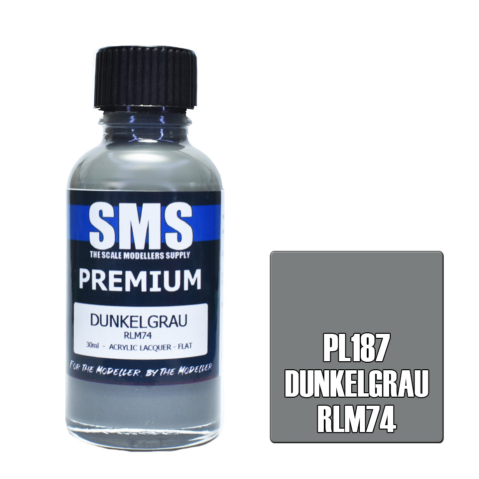 AIR BRUSH PAINT 30ML PREMIUM DUNKELGRAU RLM74  ACRYLIC LACQUER