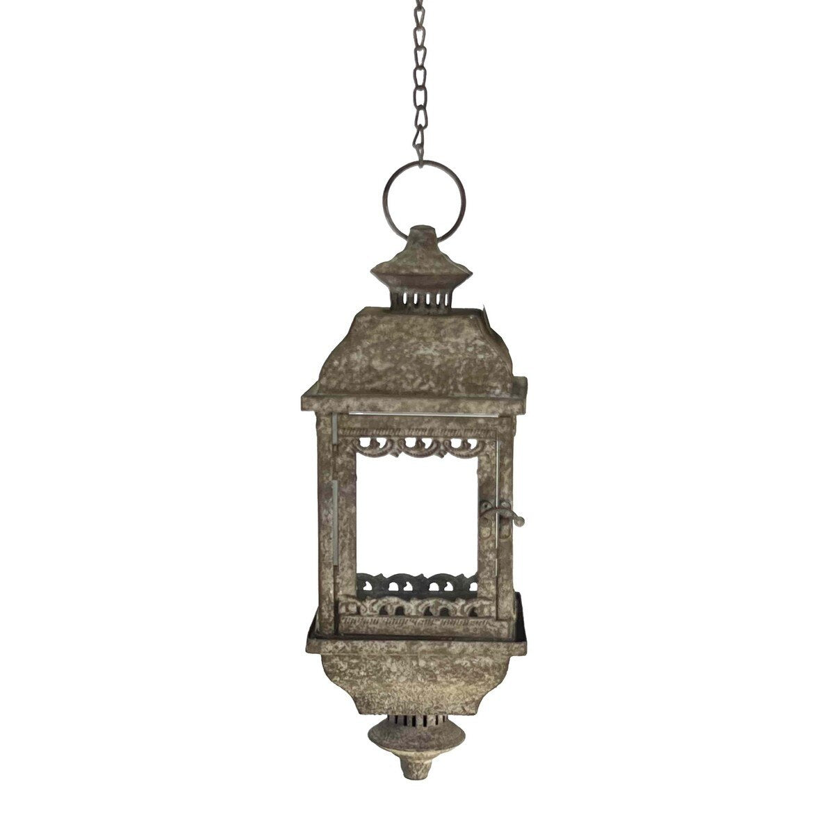 ANTIQUE METAL HANGING LANTERN -  155x155x410