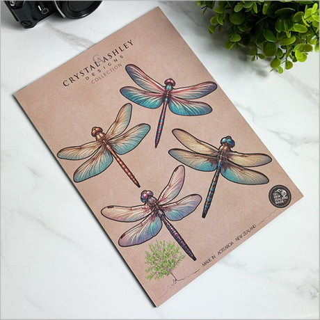 Whimsical dragonfly wall art set in Aotearoa, vibrant and customizable for enchanting home decor.