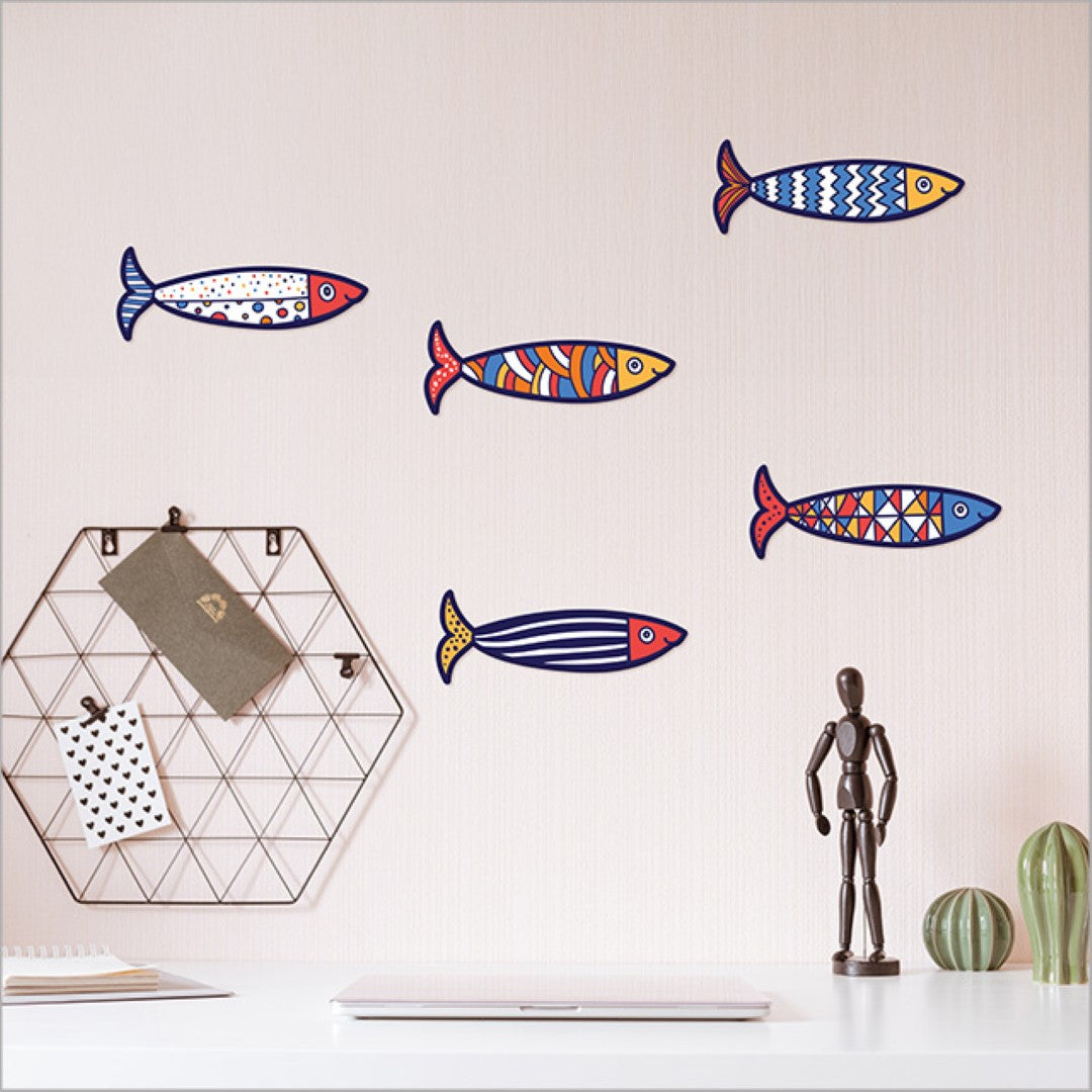 Vibrant Pop Out Fiesta Fish wall art set, uniquely crafted from textured board, perfect for brightening any living space.