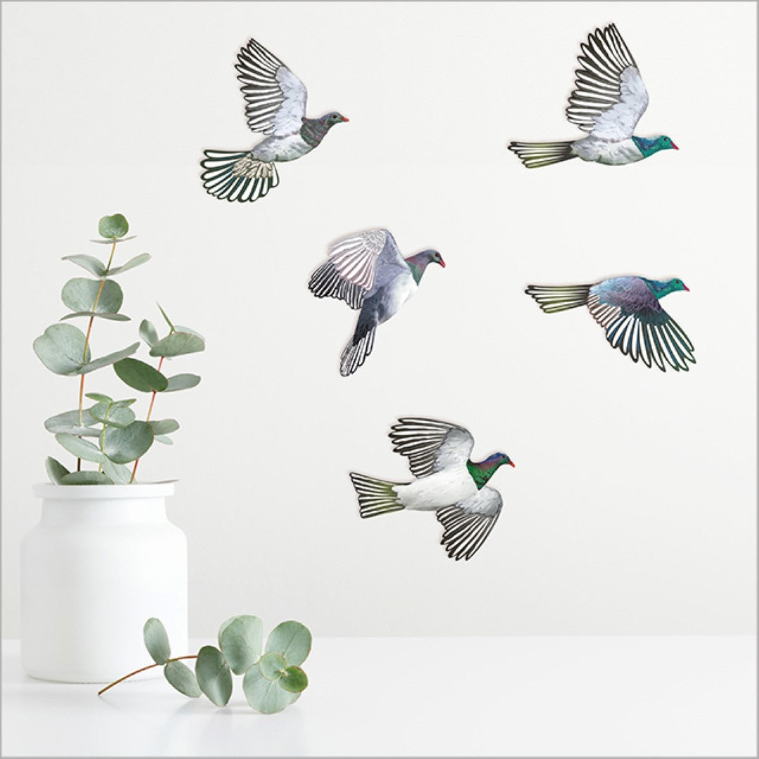 Colorful Pop Out Kereru Set wall art, showcasing iconic New Zealand birds on textured board, perfect for home decor.