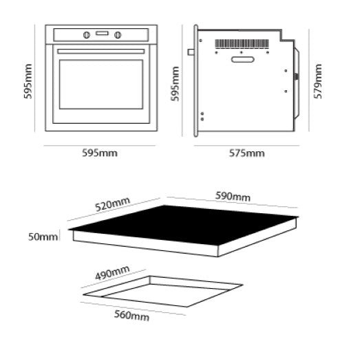 Parmco Pack 600mm 10 Function Black Oven and 4 Element Black Induction Cooktop