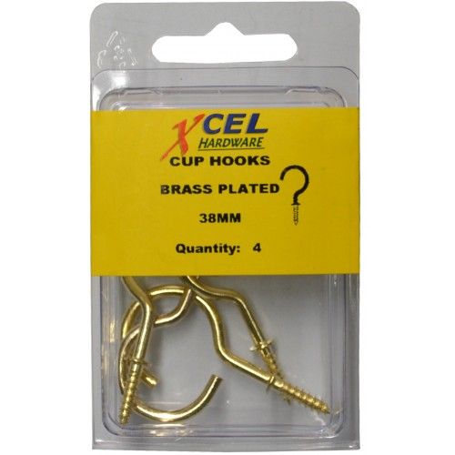 CUP HOOK - Round B.P 38mm (4 Per Pack)