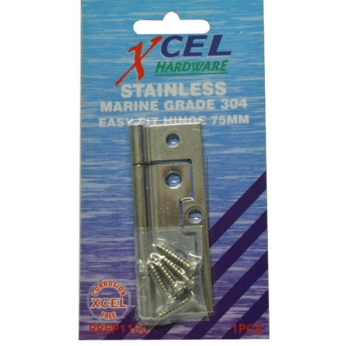 Durable 75mm stainless steel flush hinge with ball bearing mechanism for smooth operation, ideal for heavy doors.