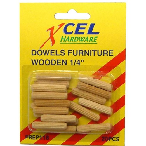 Dowels Furniture Wooden 6mm - 20 Per Card