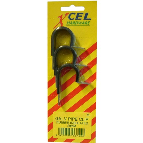 Pipe Clip Rubber Insulated Galv  20mm  (3)