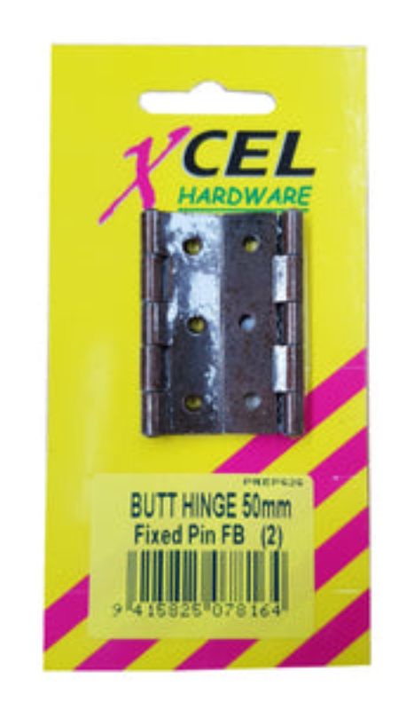Florentine bronze 50mm steel butt hinges with fixed brass pin for enhanced security and durability, ideal for various doors.