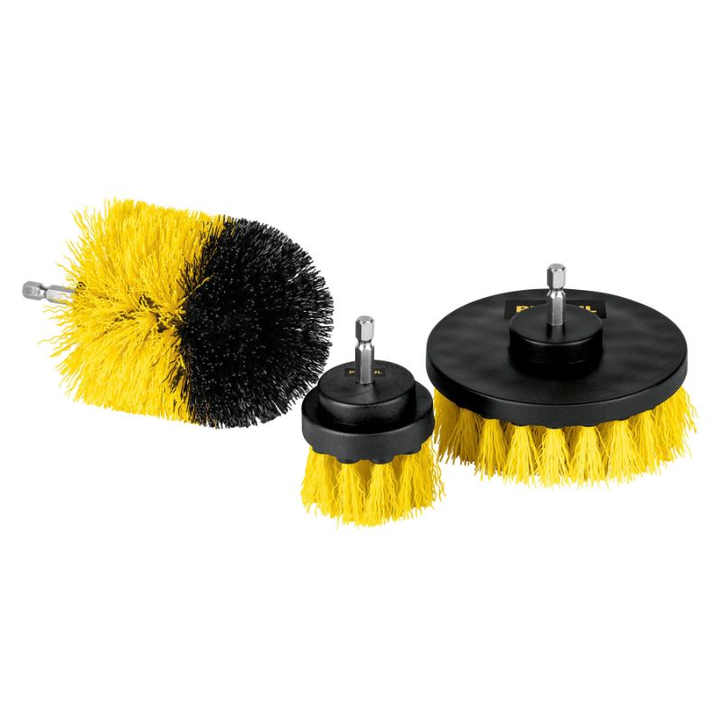 Drill Driven Cleaning Brush Set - 3 durable brushes for efficient deep cleaning with any 6mm drill; ideal for various surfaces.