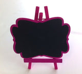 Hot pink mini easel blackboards, pack of 3, perfect for wedding decor and personalized messages, 8cm x 7cm size.