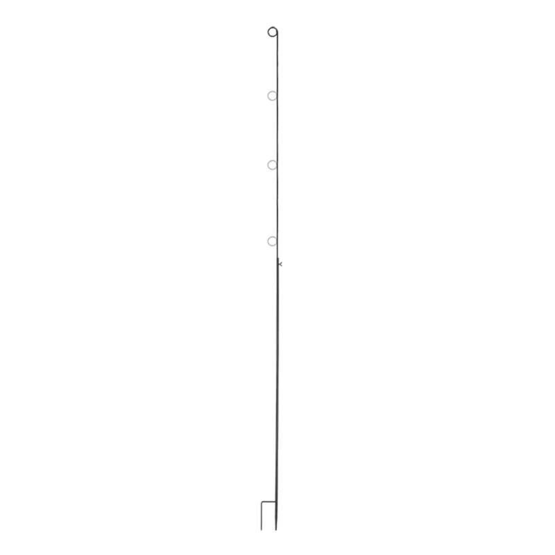 Height-adjustable steel festoon light holders (set of 2) for versatile outdoor lighting and easy assembly at events.