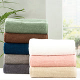 Cobblestone 650 GSM Cotton Ribbed Towel Packs 4 Piece Bath Towel Platinum