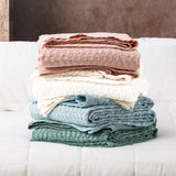 Renee Taylor Lexico Cotton Waffle Blankets Single/Double Sky