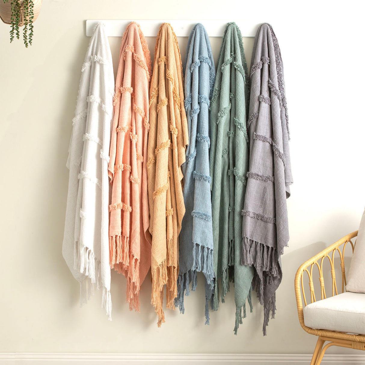 Renee Taylor Cambridge Cotton Slub Tufted Throw Dusky