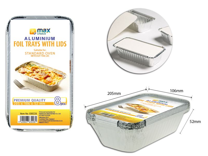 Foil Container w/Lid  - Max Choice Small 20.4cm (192 Units)