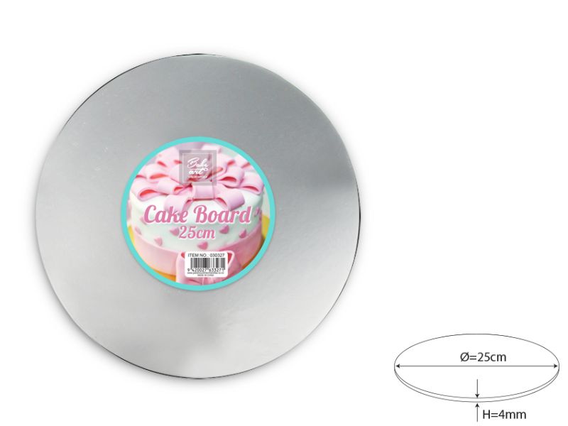 Cake Board - Round Silver 25cm (24 Units)