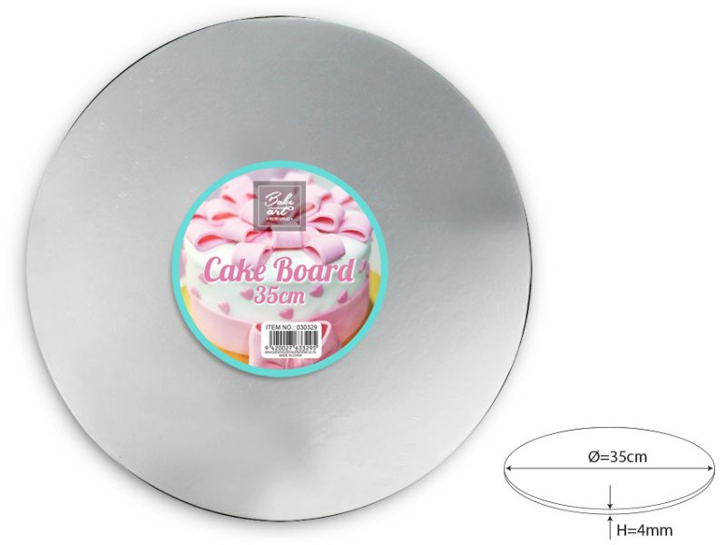 Cake Board - Round  Silver 35cm (24 Units)