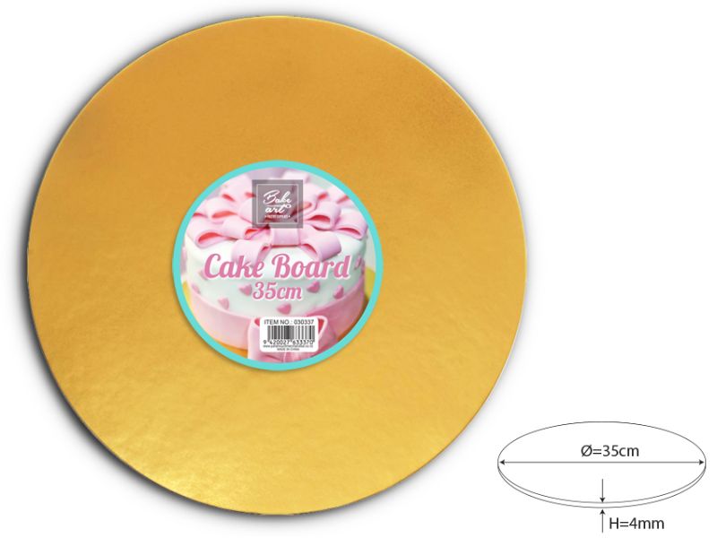 Cake Board - Round Gold 35cm (24 Units)