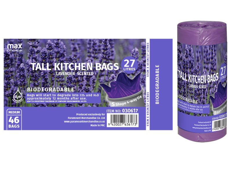 Biodegradable Kitchen Bag - MC 27L Lavender Scented (12 Packs)