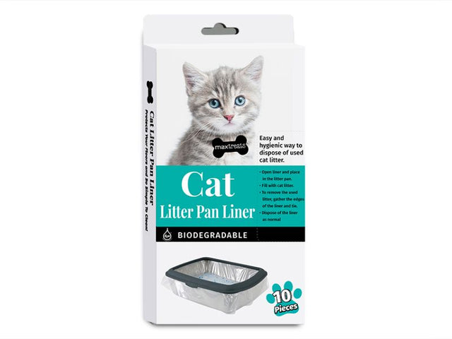 Biodegradable cat litter liner bags in a 24-pack offer eco-friendly, leak-proof cleanup for your pet's litter box.